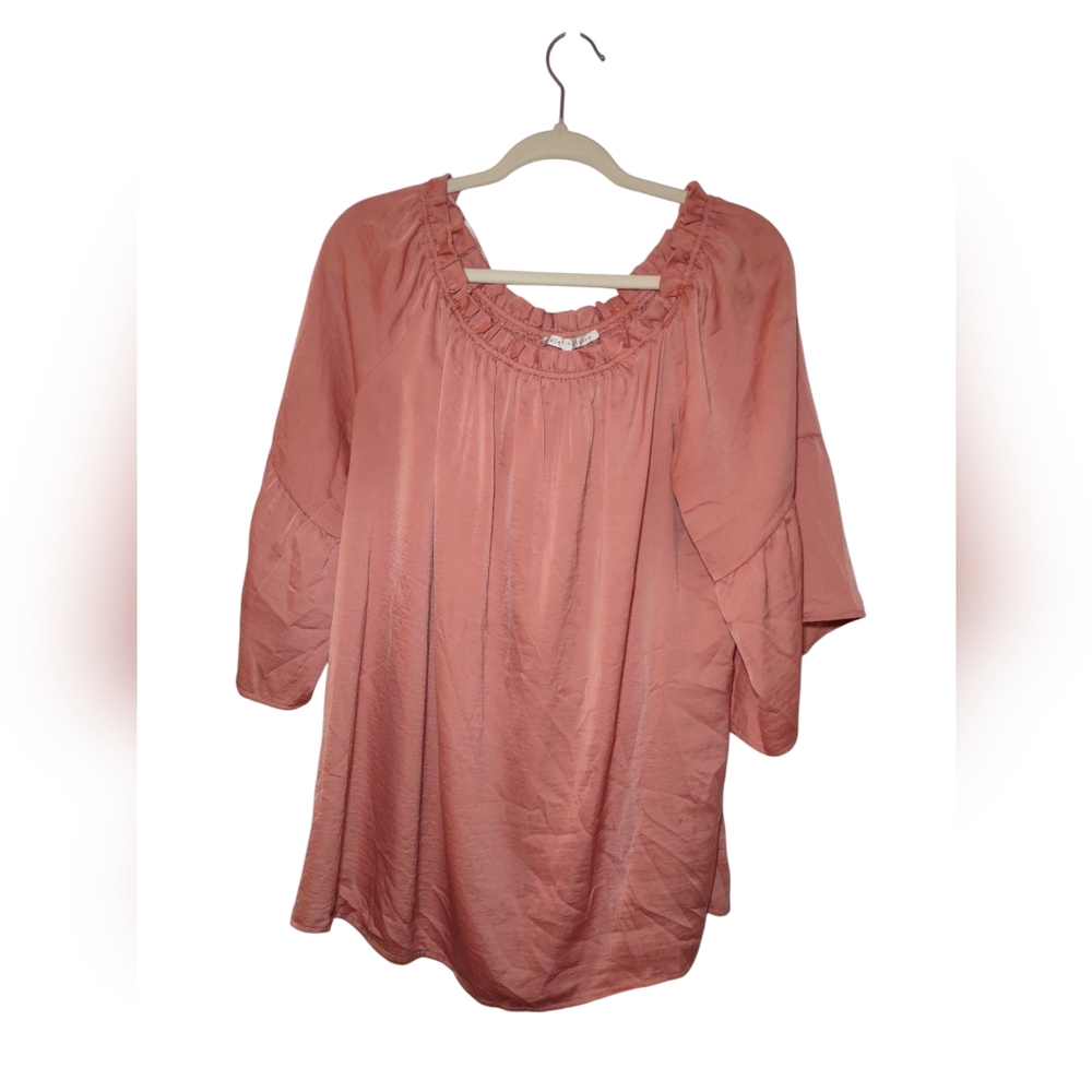 Violet+Claire Flowy Ruffle Boho Peasant Blouse Women 1X